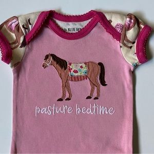 Horse one piece Shirt size 6 9 Months “Pasture Bedtime”Little Blue House